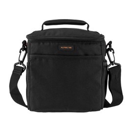 SLINGER Alpine 140 Multi-Device Shoulder Bag, Camera Bag, Customizable, Portable, Fits Mirrorless with 17-85mm Attached Lens, Compact Drone, Flash, Black