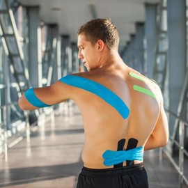 Cinta Kinesiologica con Cortador 6 Rollos, 5CM * 5M Vendaje Muscular Resistente al Agua, Cinta Kinesiology Respirable Deportiva, Terapéutica de Kinesiología Profesional, Tape Kinesiologico Sin Látex