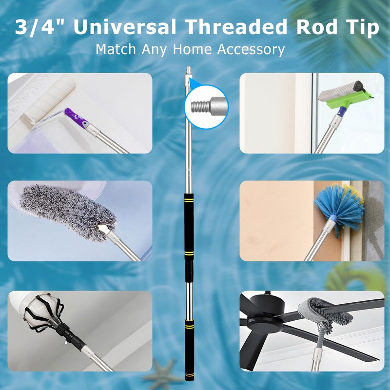 Greeily Pool Extension Pole, 3-11.8Ft Pool Poles for Cleaning Heavy