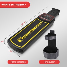 Pyle Handheld Metal Detector Security Wand - Portable Battery Operated Super Security Scanner w/ Adjustable Sensitivity, Sound Vibration Alerts, Detects Weapons, Knives and Other Metal Objects