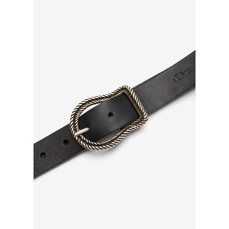 s.Oliver Women's Leather Belt with Clasp Black 85, black