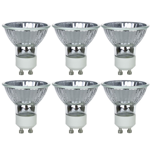 Sunlite Series 35MR16/CG/GU10/FL/120V/6PK Halogen 35W 120V MR16 Flood Light Bulbs, 3200K Bright White, GU10 Base, 6 Pack, 6 Count