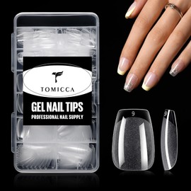 TOMICCA Nail Tips 240Pcs Short Coffin Acrylic Nails Gel Nail Tips Fake Nails Pre-shape Half Matte Press on Nails False Nails for Beginner and Professional DIY Salon 12 Sizes