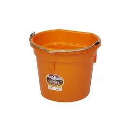 Little Giant Plastic Animal Feed Bucket (Orange) Flat Back Plastic Feed Bucket with Metal Handle (20 Quarts / 5 Gallons) (Item No. P20FBORANGE6)