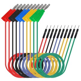 ALAMSCN Pack of 10 Stackable Banana Plugs 4 mm Banana Plug Cable to Breadboard Male Jumper Wires for Multimeter Electrical Tests, 5 Colours