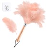 Pink Ostrich Feather Duster with Wooden Handle, 13.5 inch Natural