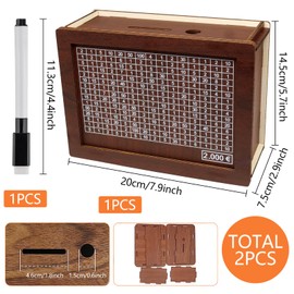 Wooden Money Box for Children, Money Box with Counter for Checking, Money Box with Savings Target and Numbers, Money Box Children, Piggy Bank Reusable with Pen for Adults and Children