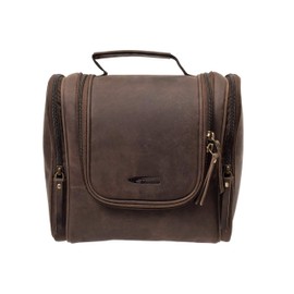 Menzo Genuine Leather Toiletry Bag for Men and Women, delta brown