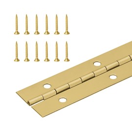 2', 3', 4', or 6' Lengths Nickel or Brass Plated 1 1/16" Continuous Hinge/Piano Hinge (Brass Plated, 6 FT)