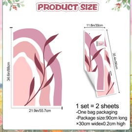 DRWSSR 2 Sheets Creative Removable Boho Rainbow Irregular Arch Wall Decal DIY Leaves Plants Home Decor Art for Girls Boys Living Room Bedroom Office Rental Room Nursery Wall Decoration