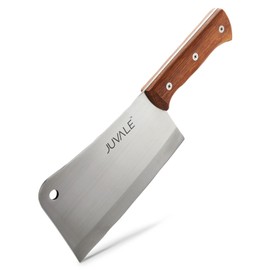 Juvale Meat Cleaver - 8-Inch Stainless Steel Blade, Wood Handle - Heavy-Duty Butcher Knife & Bone Cleaver for Beef Brisket, Meat Cutting & Chopping - Chopping Knife