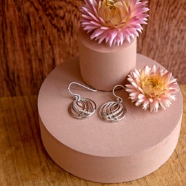 Tuscany Silver Women's Sterling Silver CZ Open Crossover Circle Drop Earrings