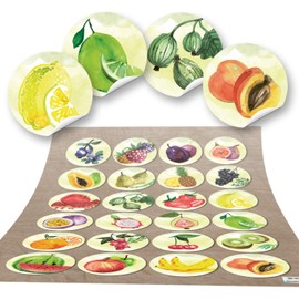 Logbuch-Verlag 24 Colourful Fruit Stickers Fruit Stickers Children Stickers Round 4 cm Healthy Food Craft