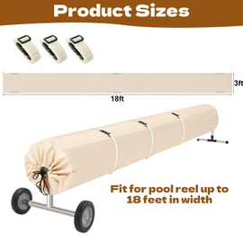 Pool Solar Reel Cover, 16 Ft Waterproof Swimming Pool Blanket Reel Protective Cover 420D Heavy Duty Solar Roller Blanket Protector for Above Ground and Inground Pools