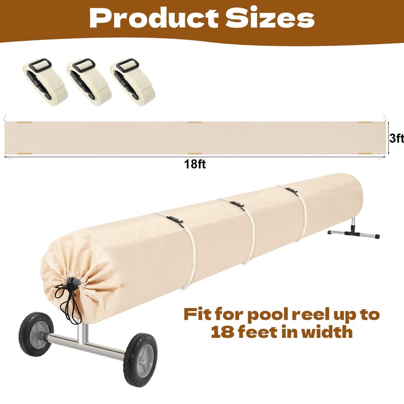 Pool Solar Reel Cover, 16 Ft Waterproof Swimming Pool Blanket