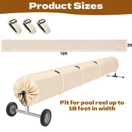 White Pool Solar Reel Cover, 16 Ft Waterproof Swimming Pool Blanket Reel Protective Cover with Black Storage bag420D Heavy Duty Solar Roller Blanket Protector for Above Ground and Inground Pools
