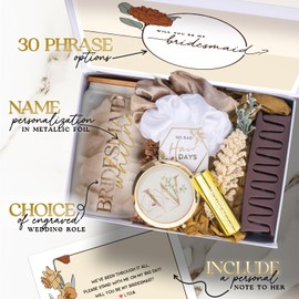 Bridesmaid Proposal Gift Set for Elegant Will You Be My Bridesmaid Gift Box, Maid of Honor Proposal Gift and Floral Bridal Party Gifts (BE1) (White, 1) Chic)