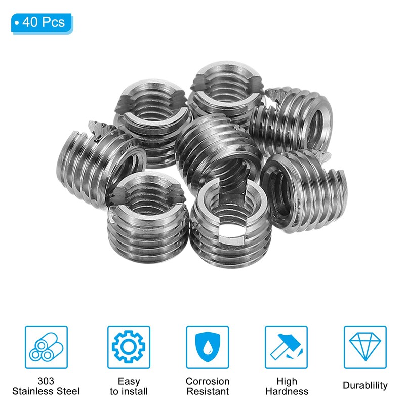 PATIKIL Self-Tapping Threaded Inserts, 40 Pcs M5 x M8 x