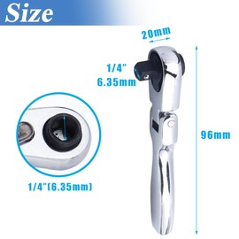 Eyech 1/4" Drive Mini Ratchet Wrench, 2 in 1 Flex Head Reversible Socket Wrench