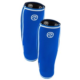 Rehband Neoprene Calf Bandage 1 Piece or 1 Pair, Compression Bandage for Calf and Shin, Shin Guard for Deadlifts, Colour: Blue, 1 Pair, Size: L