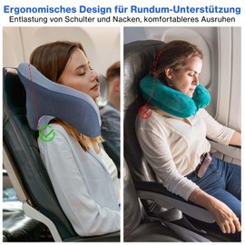 HahaGo Nackenkissen, Nackenkissen Flugzeug, Nackenhörnchen Memory Foam, Multifunktionales Reisekissen Flugzeug für Erwachsene, Tragbares U-förmiges Kissen für Zuhause, Reisen, Büro und Camping (Grey)