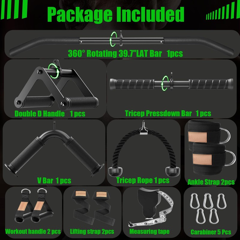 Lovind Cable Machine Attachment Set LAT Pulldown Attachments,Cable Machine Accessories