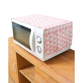 YETOOME Microwave Oven Cover Dustproof Cotton Machine Protector Decorative Kitchen Appliance Cover with Side Storage Pockets (11.8 x 35.4 Inch, Pink Triangle)