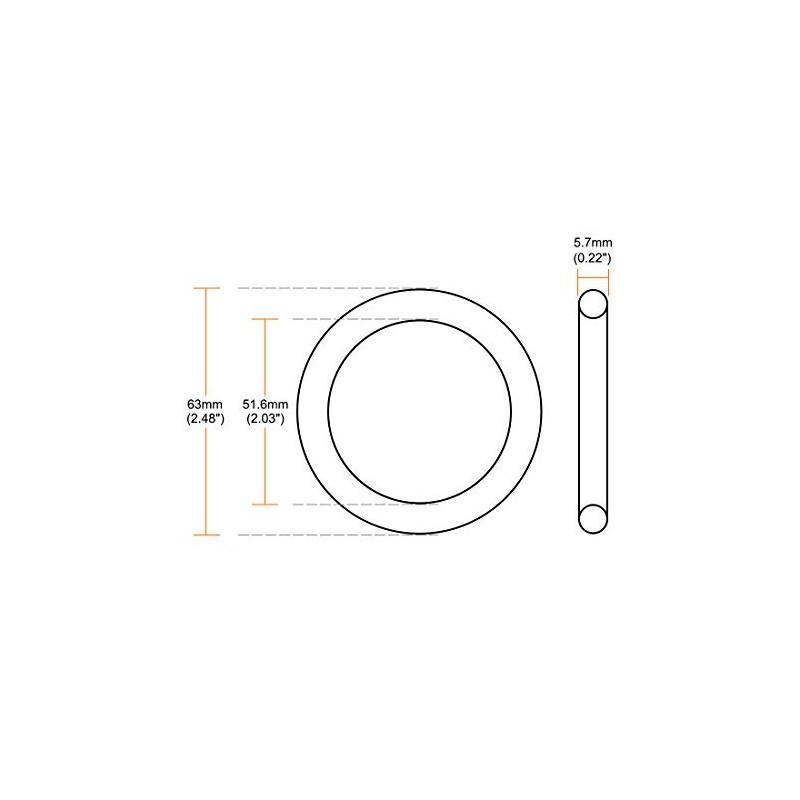 sourcing map Nitrile Rubber O-Rings 63 mm AD 51.6 mm