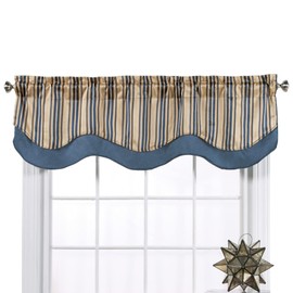 Collections Etc Windsor Jaquard Layered Valance Color: Blue