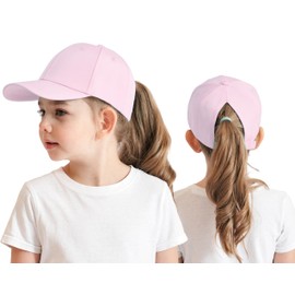 Cysocool Children's Ponytail Baseball Cap 3-8 Years Girls Boys Golf Visor Baseball Cap Hat Sun Visor Hat UV Protection Peaked Cap Summer Hat Junior Summer Hat Tennis Cap Sun Hat Visor UPF 50+, pink