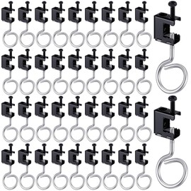 Tandefio 50 Set 1/4"-20 Spring Steel Beam Clamps Metal Beam Hangers Bolt on Clamp with 50 pcs Metal Machine Threaded Bridle Rings for Pipe Cable Woodworking Tool