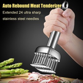 Wrzbest Meat Tenderizer with 24 Stainless Steel Sharp Needle, Professional Blade Mallet Heavy Duty Cooking Tool for Tenderizing Beef Turkey Chicken Steak Veal Pork Fish Christmas Cooking Set