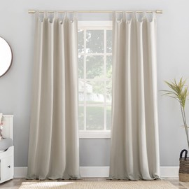 Sun Zero Easton Energy Saving Blackout Tab Top Curtain Panel, 40" x 95", Pearl