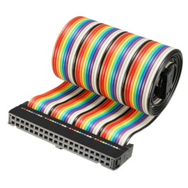 sourcing map IDC Ribbon Cable Coloured Rainbow Wire 40 Pins 48 cm Length 2.54 mm Distance Type C
