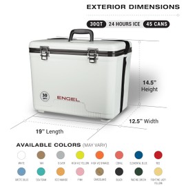 Engel UC30 30qt Leak-Proof, Air Tight, Drybox Cooler and Hard Shell Lunchbox for Men and Women in Elemental Blue