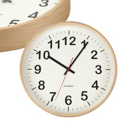 KATOMOKU Plywood Wall Clock 2, Continuous Second Hand, Km - 16.5 ft (42 m), Diameter 9.9 inches (252 mm) (Atomic Clock)