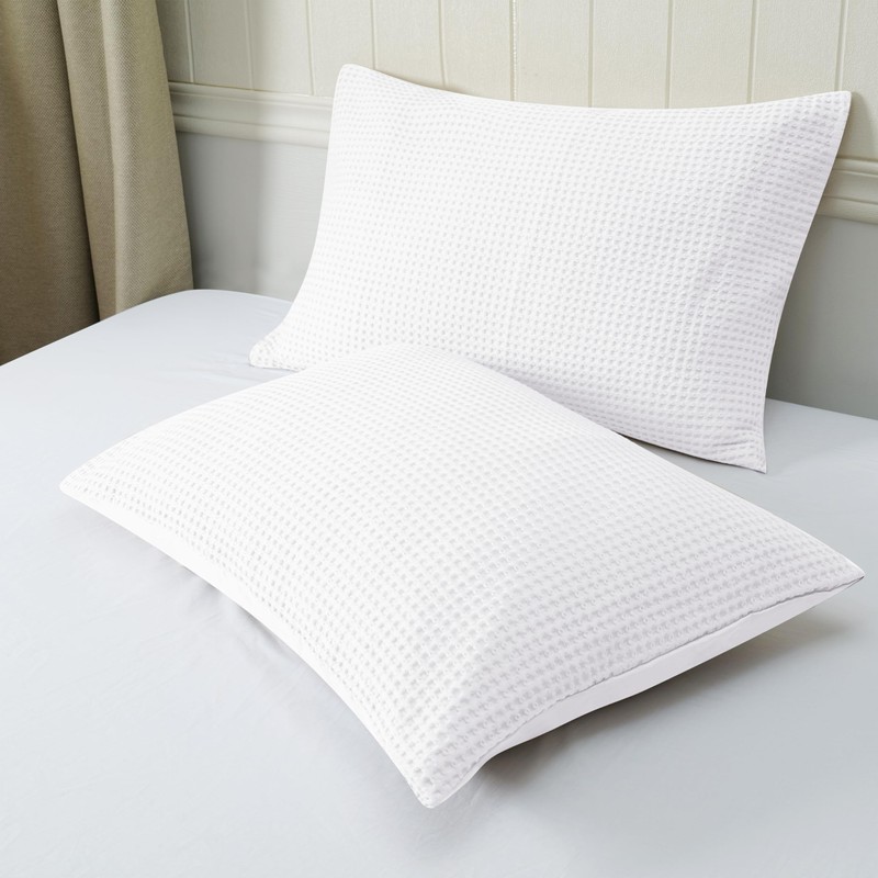 Waffle Weave Pillowcases Standard Size 2 Pack, 100% Egyptian Cotton