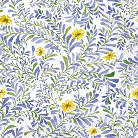 IHR Ideal Home Range Cocktail Napkins Disposable 3-Ply Paper Party Napkin Pack, 5" x 5", Lovely Branches (Blue), 20-Count