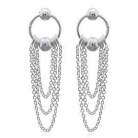 Unique Modern Earrings 925 Sterling Silver Chain Stud Earrings Hanging NewArt Long Earrings Anchor Chain, Sterling Silver