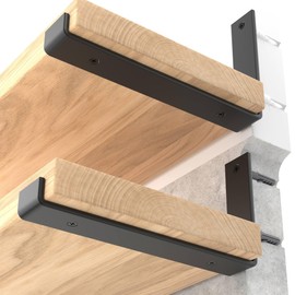 LEOPO 12 inch Shelf Brackets 8-Pack ,1/5 inch Thick Heavy Duty Industrial Bracket for DIY Floating Shelf Support, Black Coated Wall Shelf Support 11.25” x 6” x 1.5”