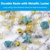 OKKRMGZ 2Packs Starfish Nail Charms Gold Blue Resin Shell Studs