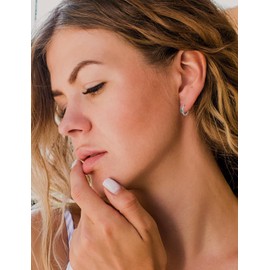 Starchenie 925 Sterling Silver Huggie Hoop Earrings Gemstone Birthstones May Emerald Jewelry Gift for Women