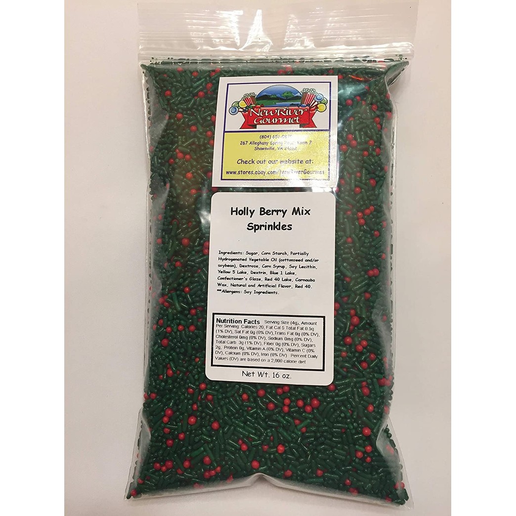 Christmas Holly Jolly Mix Holly Berry Sprinkles Bakery Topping 1 pound
