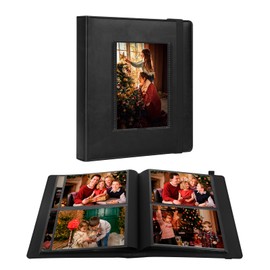 Aevdor Photo Album 4x6, Leather Cover 4x6 Photo Album Black Inner Pages with DIY Front Window, 136 Pockets 4 x 6 Picture Book Holds 136 Baby Wedding Family Anniversary Vacations Pictures (Black)