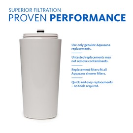 Aquasana Shower Water Filter System Replacement Cartridge - Filters Over 90% of Chlorine - Carbon & KDF Filtration Media - Soften Skin and Hair from Hard Water - AQ-4125