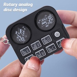 DJ Key Ring, Gifts for Music Producers with Interactive Sound Effects and Colourful Light, Keyring in DJ Disc Player Design (Black)