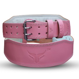 Mytra Fusion Weight Lifting Belt Womens Gym Belt 7MM Thick and 4" wide 100% Real Leather Lifting Belt Women, Ladies weightlifting belt Powerlifting Bodybuilding and Workout belt (Medium, Pink)