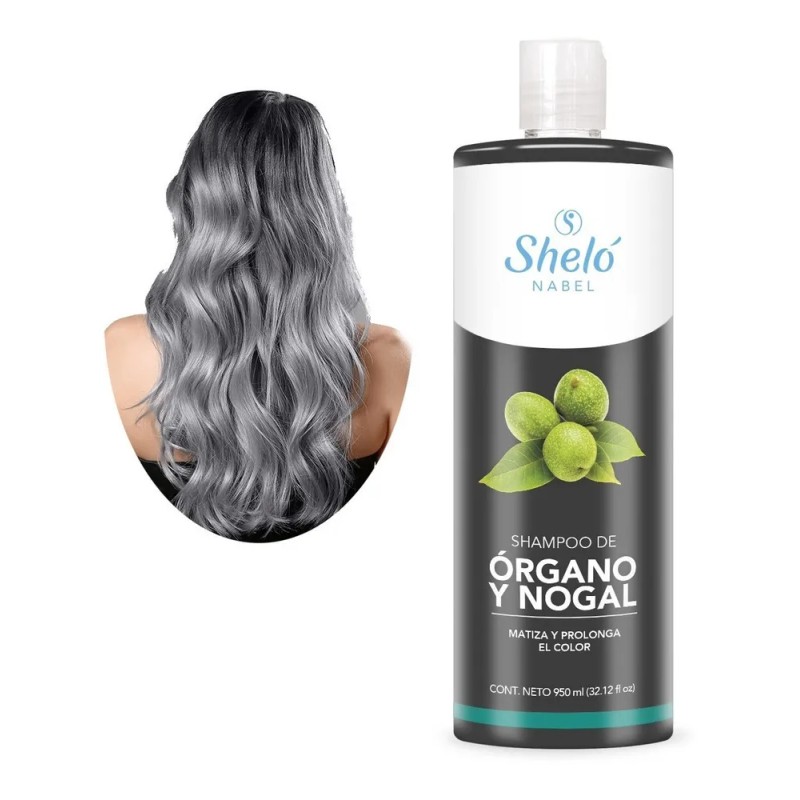 Shampoo Organo Nogal Sheló Matiza Reaviva Color Canas 950 Ml