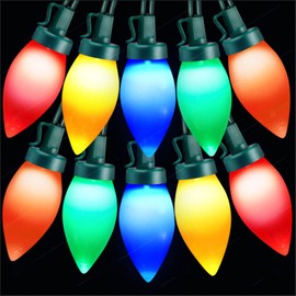 PARKIM C9 Christmas Lights Outdoor 50 LED Multicolor Strawberry Waterproof String Lights Xmas Tree Indoor Decoration Plug in 34.5 Feet Used for Home Festive Courtyard Patio Garden(Multicolor)