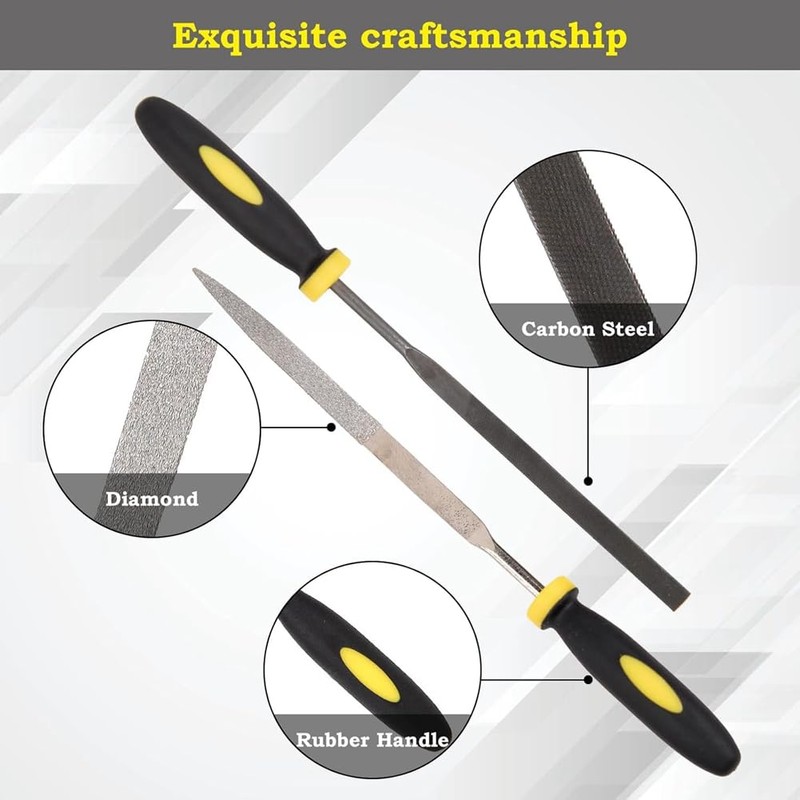 Veumoie 13PCS Needle Files Set,6 Diamond Files & 6 Steel